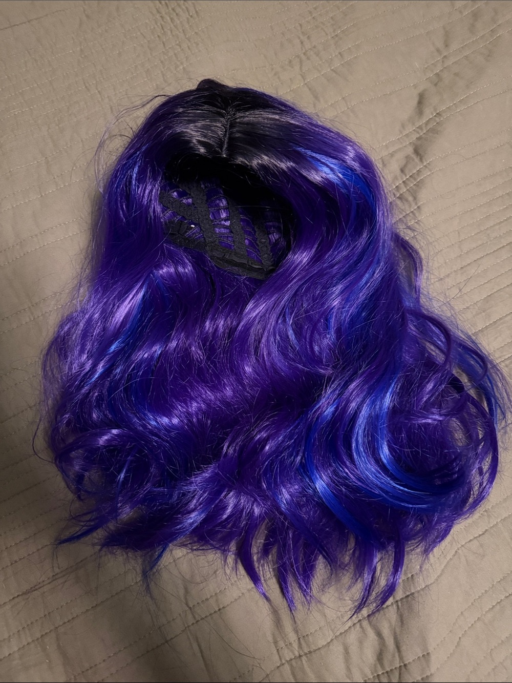 Descendants Mal wig. Purple and blue. Youth size and has adjustable band inside.